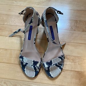 Stuart Weitzman snake print block heel sandals size 6.5